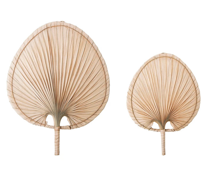 Handmade Natural Palm Leaf Fans, set of 2