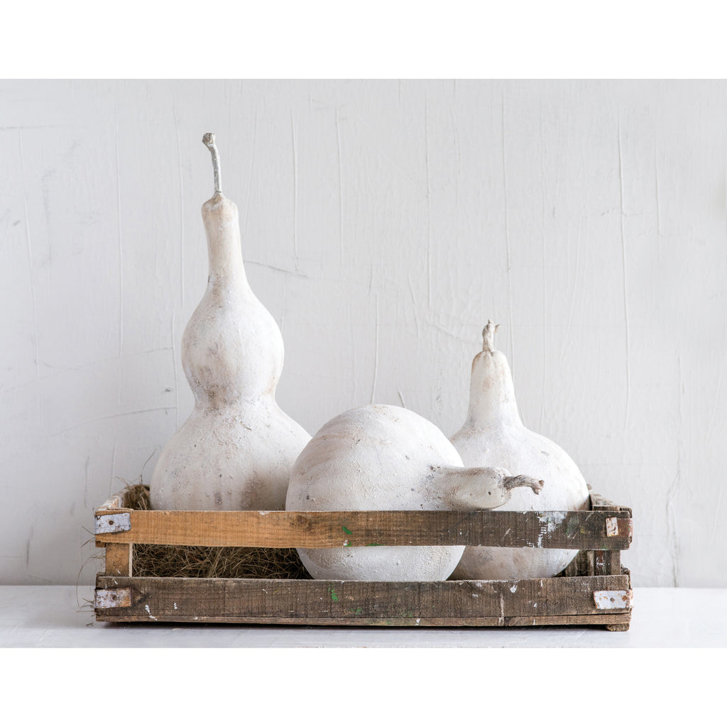Resin Gourd, Distressed White Finish
