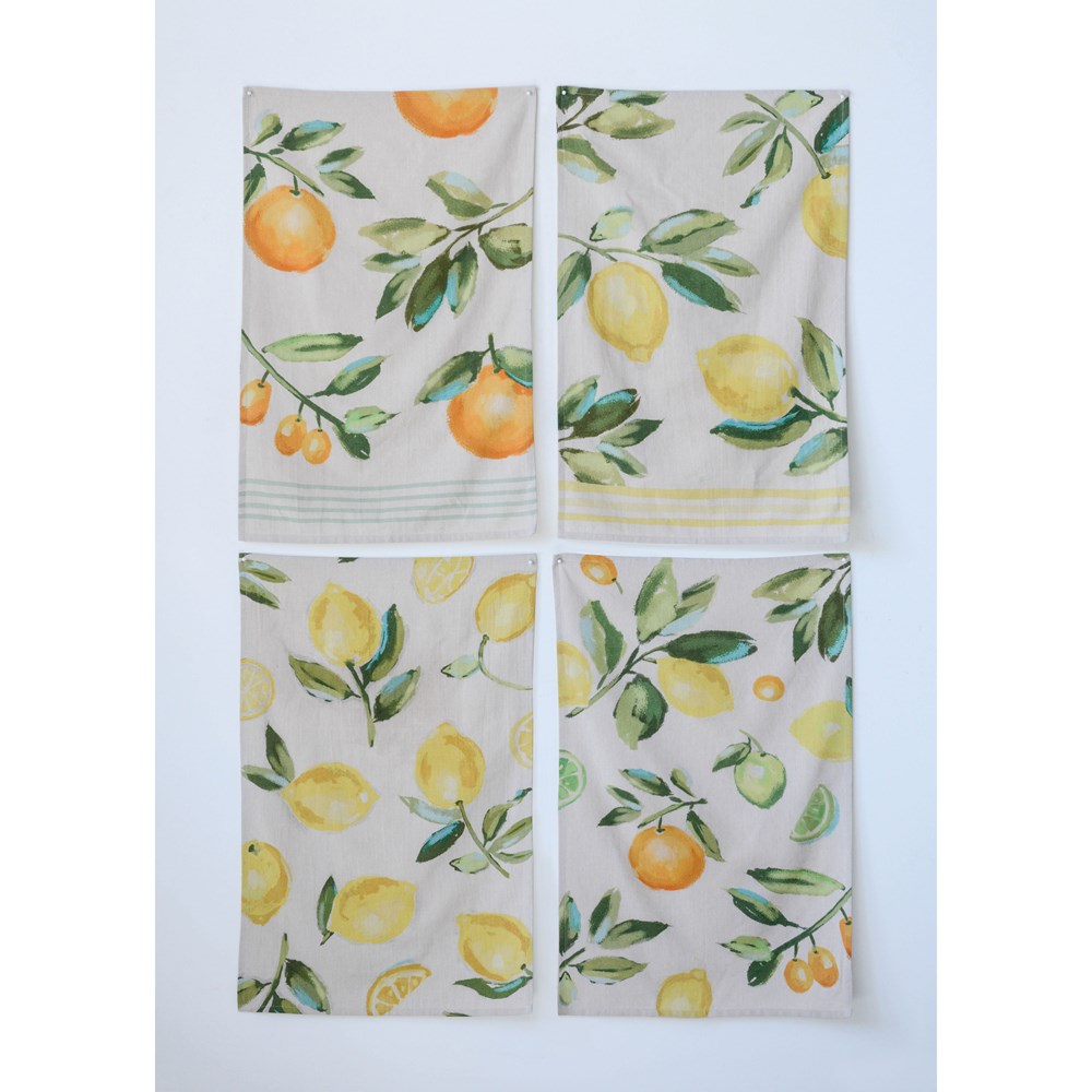 citrus lemon and orange spring season tea towels 