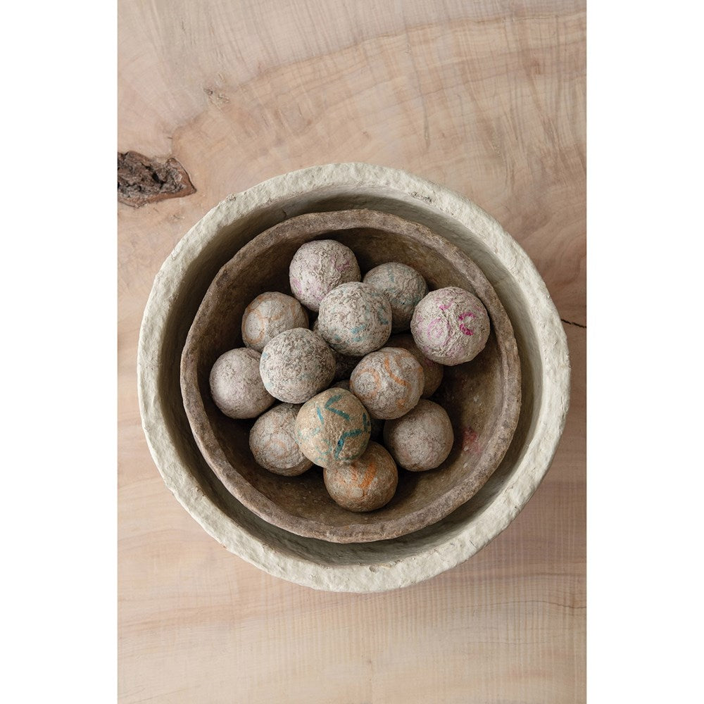 Handmade Painted Paper Mache Orbs, Set of 3 (Each One Will Vary)