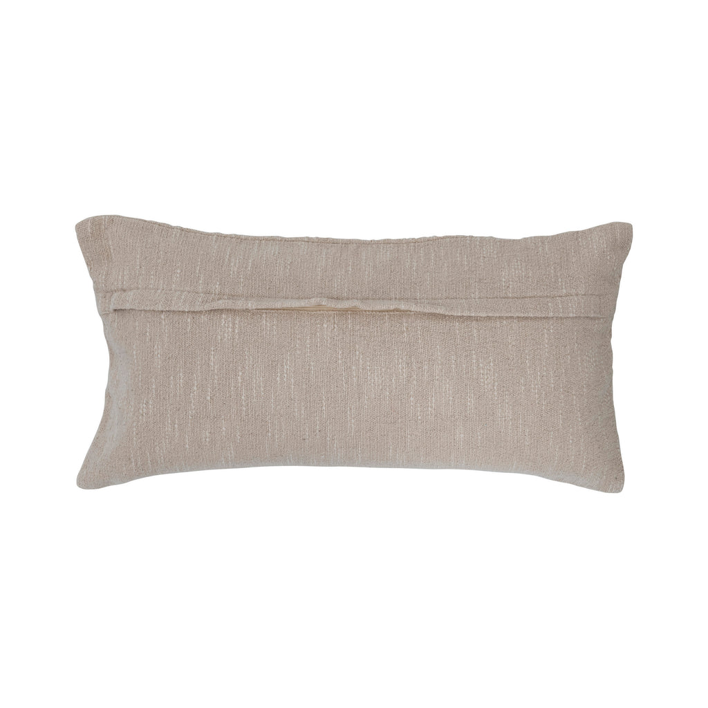 Cotton Embroidered "Love" Fringed Lumbar Pillow