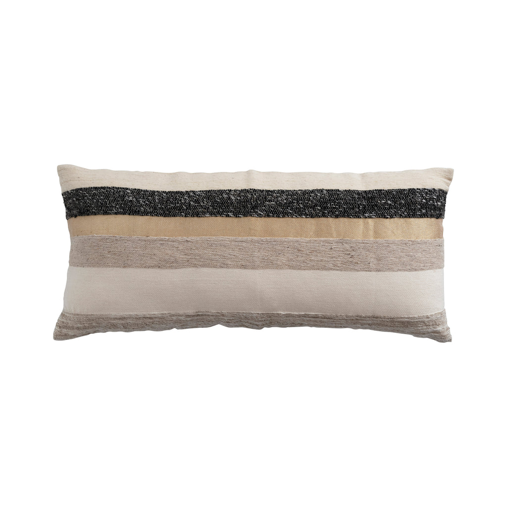 Metallic Gold Woven Wool Blend Lumbar Pillow