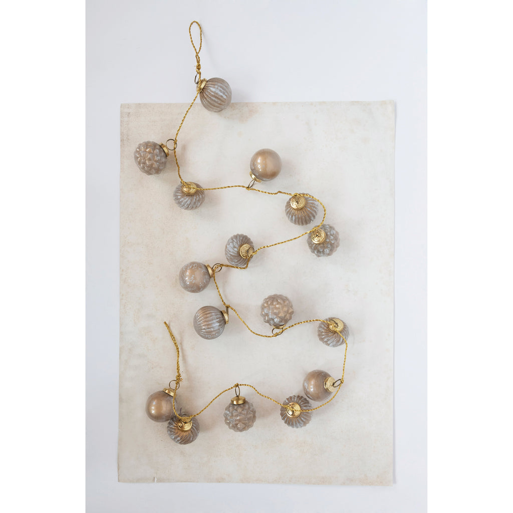 Marble Embossed Mercury Glass Garland, Taupe & Gold