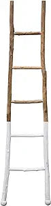Decorative Fir Wood Ladder with White Dipped Section