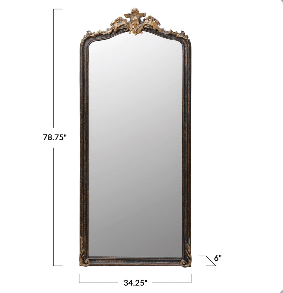Black & Gold Distressed Framed Mirror