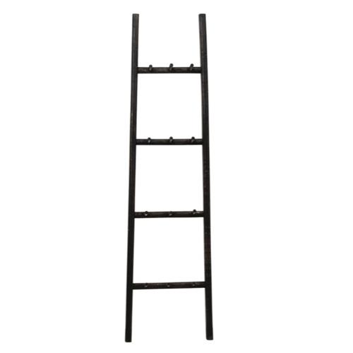 Black Decorative 12 Pegged Wood Ladder