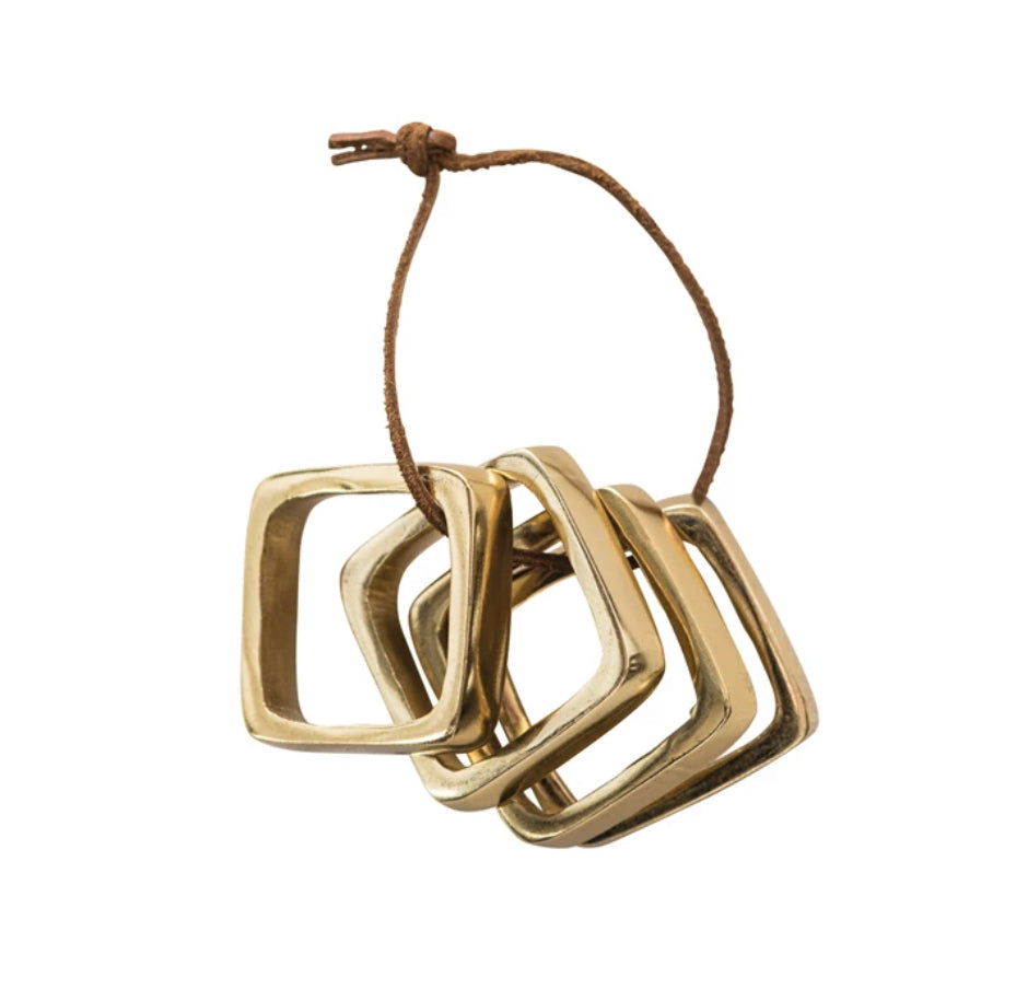 Modern Brass Napkin Rings, Set of 4