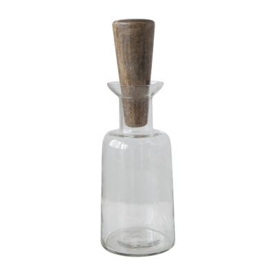 Glass Decanter with Wood Stopper