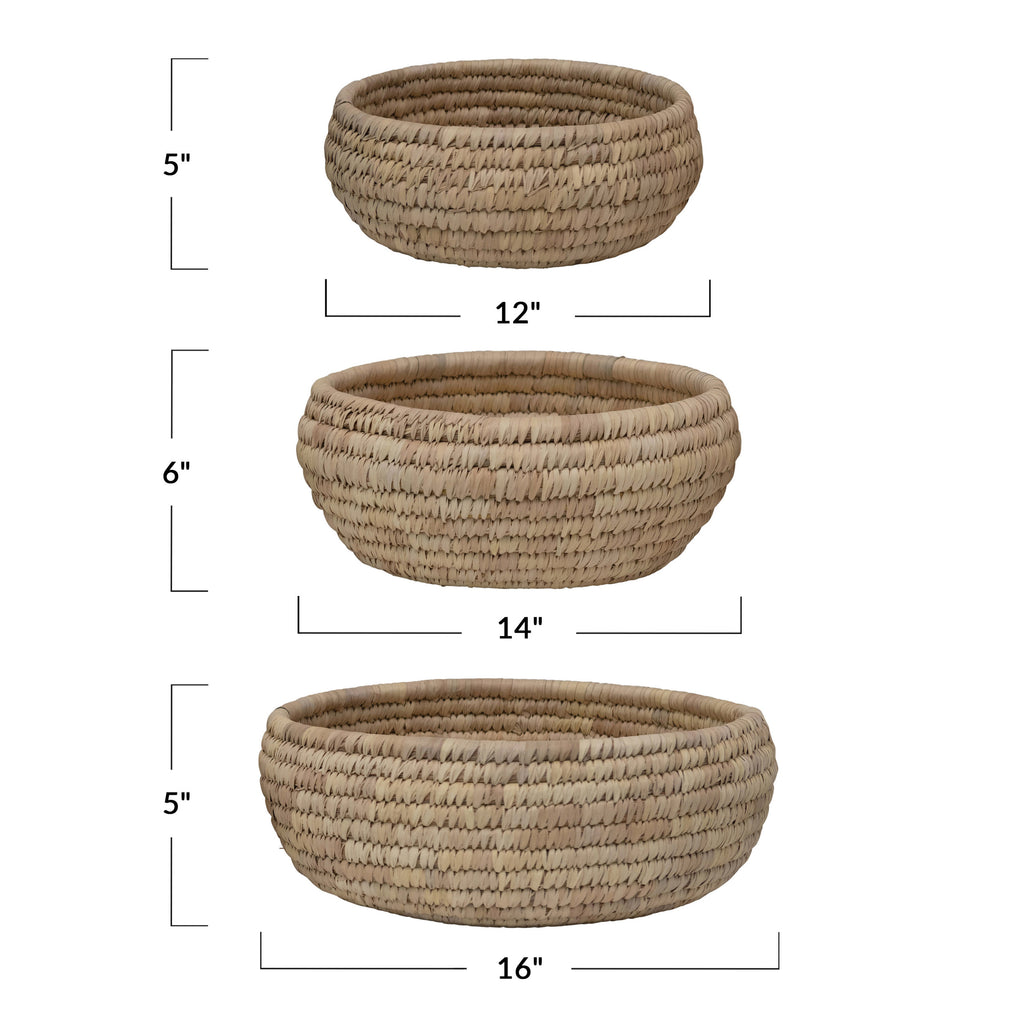 Hand-Woven Grass &  Date Leaf Baskets, Natural