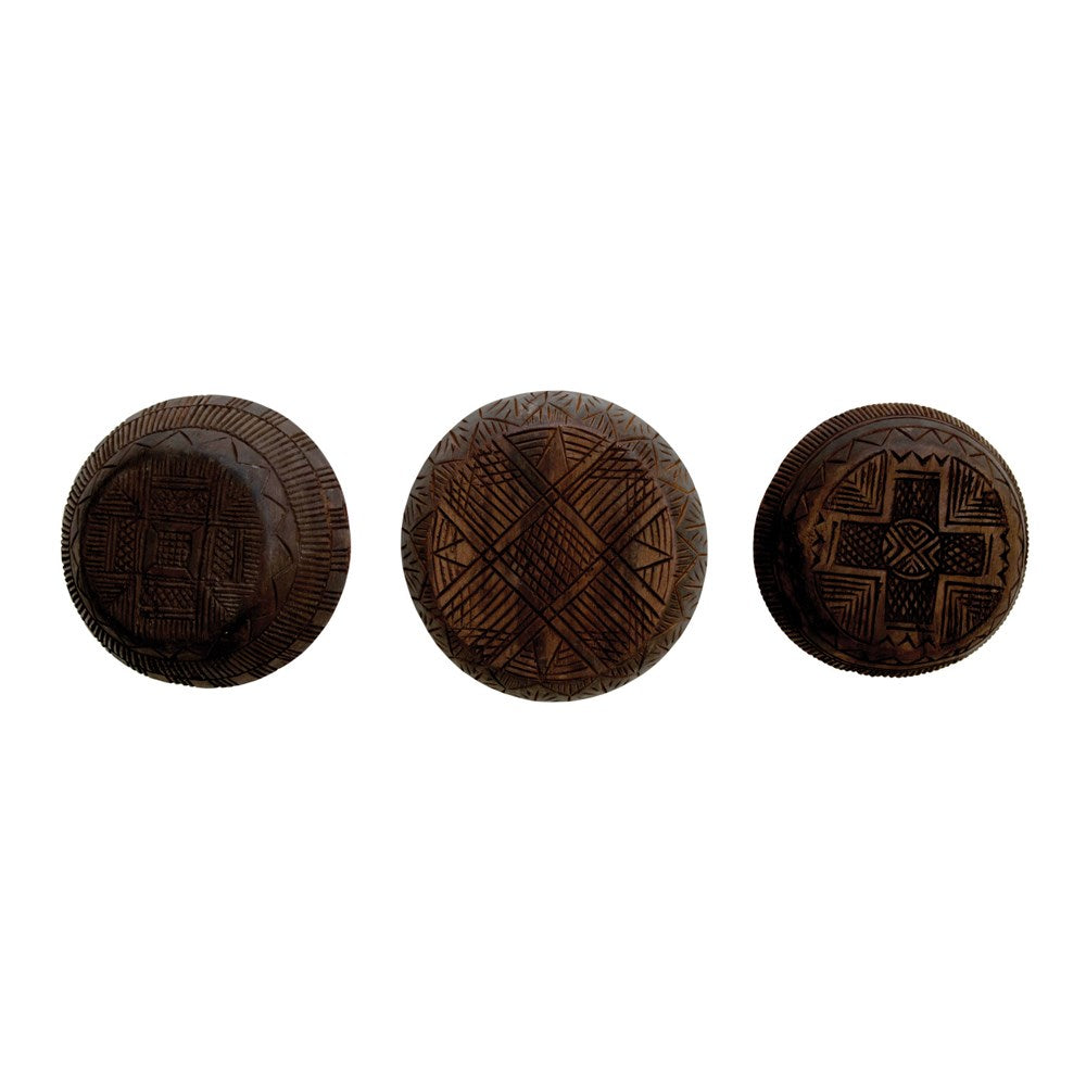 Found Hand-Carved Wood Bowl Wall Decor, Black Finish (Each Varies)