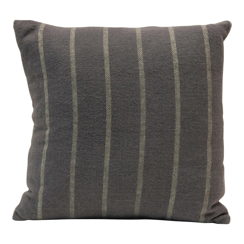 Brushed Cotton Striped Pillow, Grey & Blue