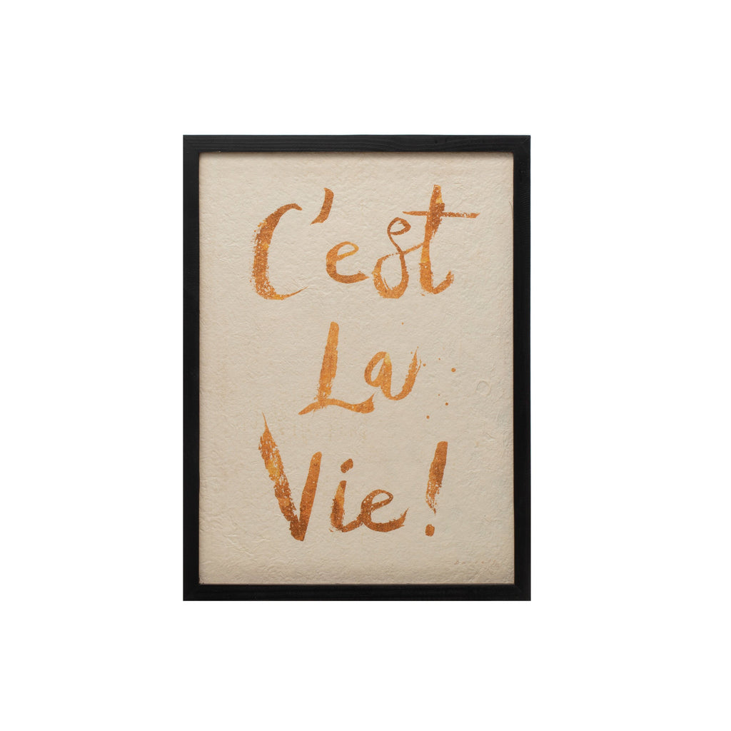 Wood Framed Glass Wall Décor "C'est La Vie"