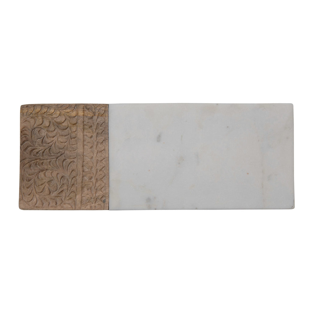Hand-Carved Mango Wood & Marble Serving Board