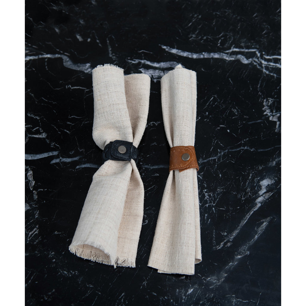 Leather Napkin Ring with Snap Closure