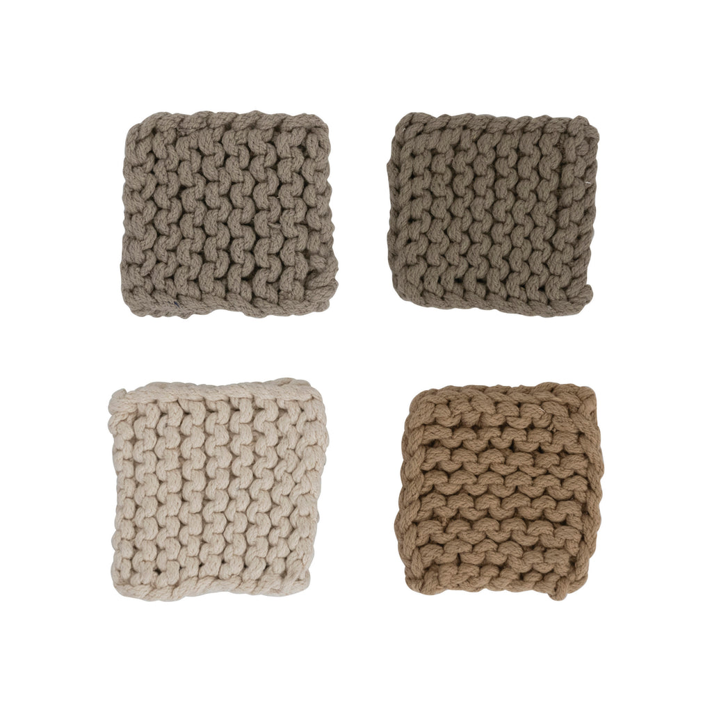 Cotton Crocheted Coasters, Set of 4