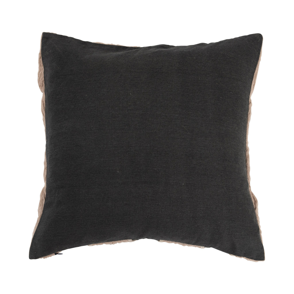 Diamond Patterned Applique Throw Pillow, Charcoal & Tan