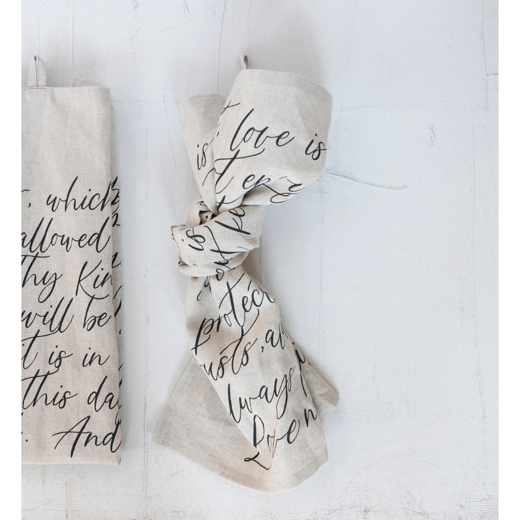Linen Printed Tea Towel "Love is…"