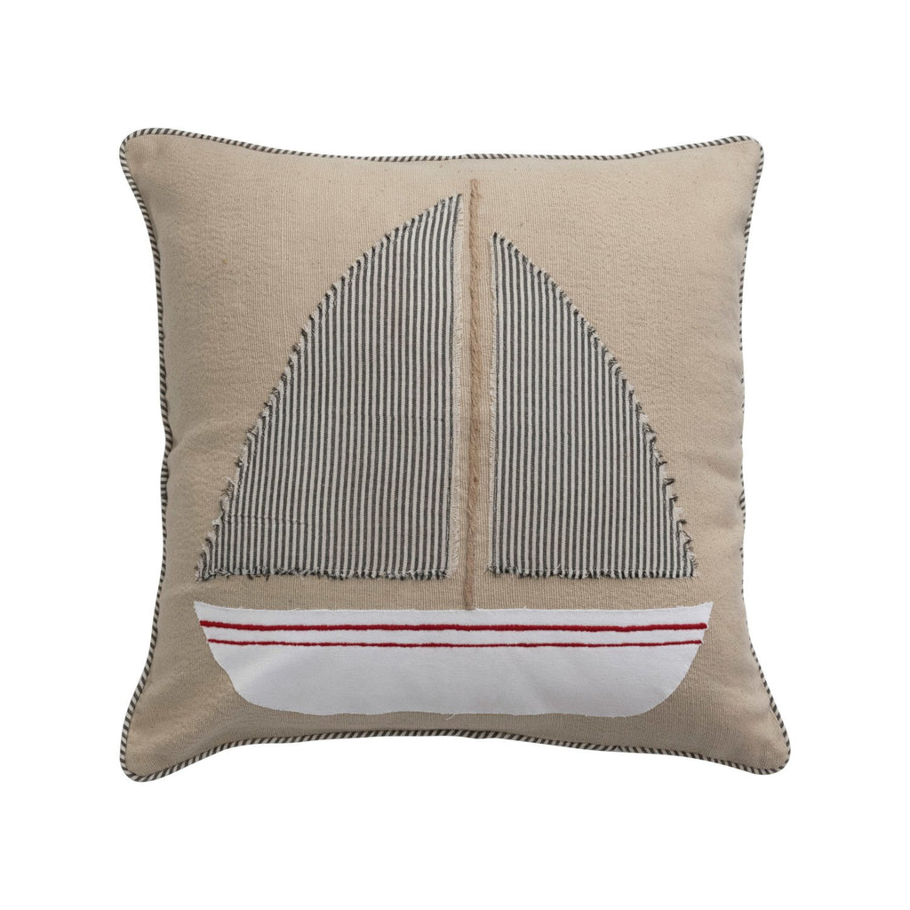 Sailboat Appliqued Throw Pillow