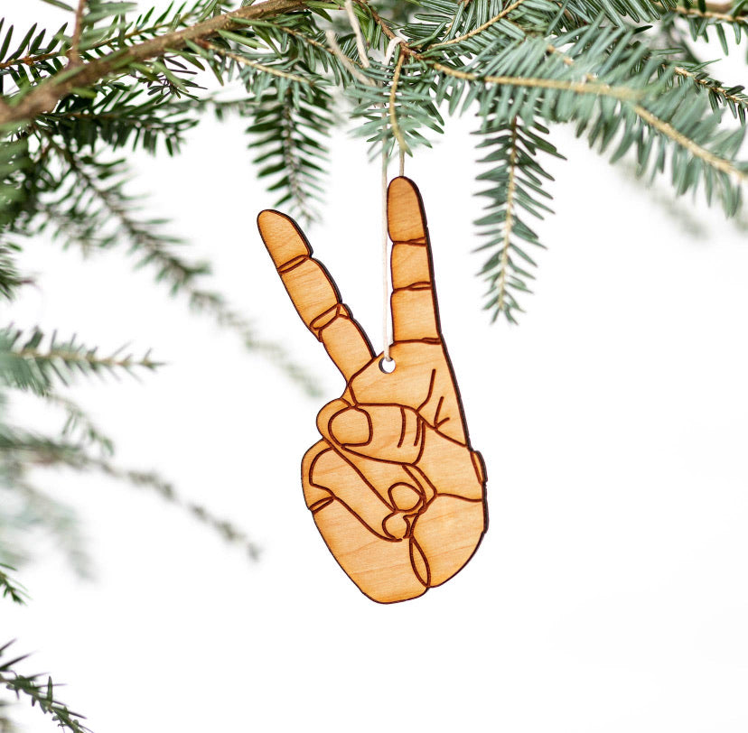 Peace Etched Wood Ornament