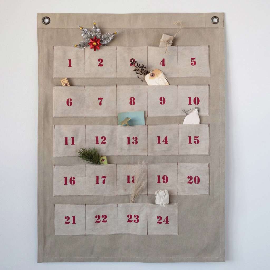Grommet Advent Calendar Wall Hanging with Pockets
